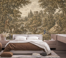 Load image into Gallery viewer, Vintage Pastoral Landscape Wallpaper Mural | Medieval Garden Wall Mural | Antique European Countryside Decor, Peel &amp; Stick 859LU
