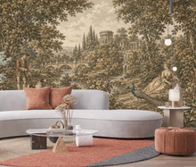 Load image into Gallery viewer, Vintage Pastoral Landscape Wallpaper Mural | Medieval Garden Wall Mural | Antique European Countryside Decor, Peel &amp; Stick 859LU