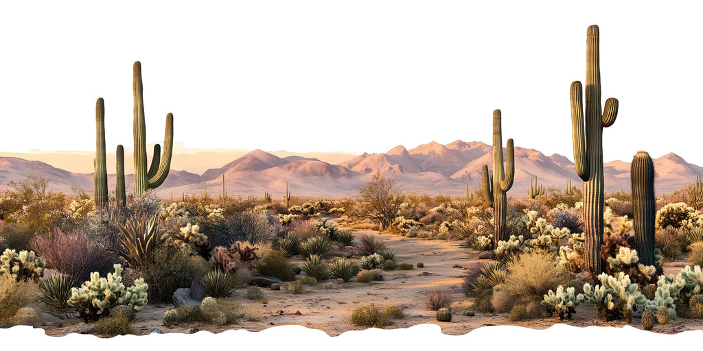 Desert Landscape Wall Decal, Southwest Cactus Mural, Arizona Desert Wall Art, Boho Desert Sticker, Airbnb Desert Decor, Saguaro Wall Mural