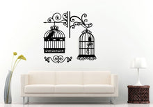 Load image into Gallery viewer, Two Bird Cages Hanging With Birds Inside Wall Decal Vinyl Sticker Mural Room Decor L957
