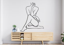 Load image into Gallery viewer, Girl Line Art wall Decal, Mid Century Line Art Feminist Woman Modern Mid Century Wall Art, Line Art Wall Decor Bedroom Art 1160RS