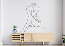 Load image into Gallery viewer, Girl Line Art wall Decal, Mid Century Line Art Feminist Woman Modern Mid Century Wall Art, Line Art Wall Decor Bedroom Art 1160RS