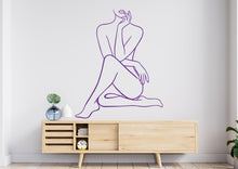 Load image into Gallery viewer, Girl Line Art wall Decal, Mid Century Line Art Feminist Woman Modern Mid Century Wall Art, Line Art Wall Decor Bedroom Art 1160RS
