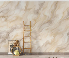 Load image into Gallery viewer, Abstract Marble Wallpaper - Soft Cream Beige Swirl - Watercolor Stone Texture - Neutral Minimalist Mural 1140RS