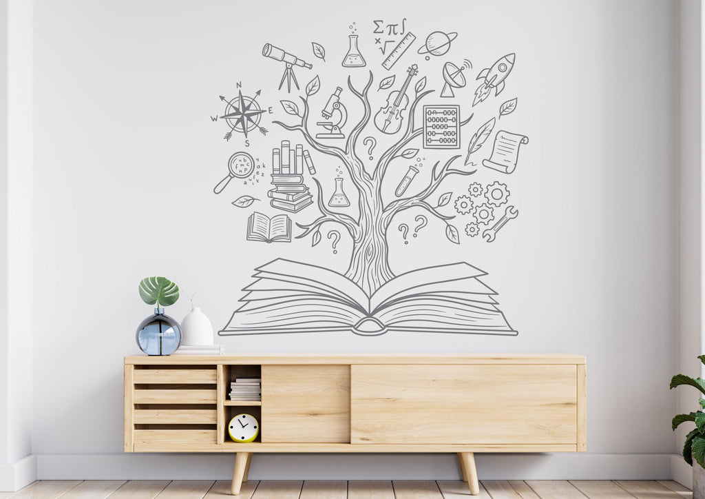 Book Tree School wall decal, book shelves decor, library wall decal, education decals, reading room, nurseries school gifts 1161RS