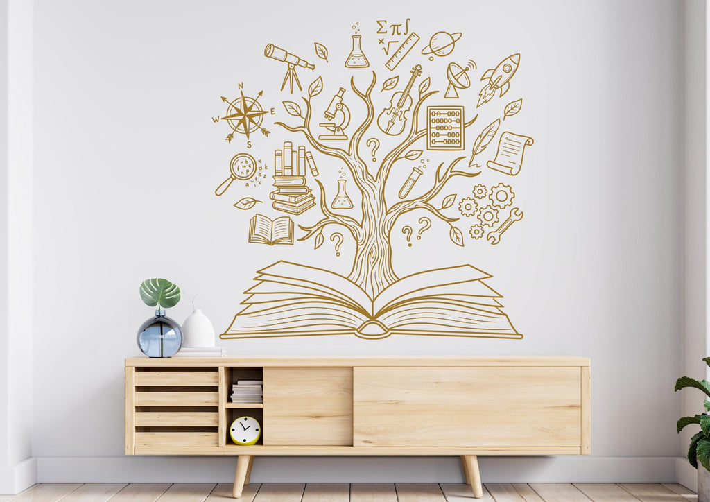 Book Tree School wall decal, book shelves decor, library wall decal, education decals, reading room, nurseries school gifts 1161RS