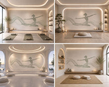 Load image into Gallery viewer, Yoga Studio Wall Mural, Zen Ballerina Wallpaper, Neutral Pilates Room Decor, Spa Meditation Wall Art, Dance Silhouette Mural, 653mv
