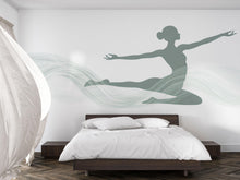 Load image into Gallery viewer, Yoga Studio Wall Mural, Zen Ballerina Wallpaper, Neutral Pilates Room Decor, Spa Meditation Wall Art, Dance Silhouette Mural, 653mv