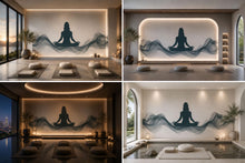 Load image into Gallery viewer, Meditation Wall Mural, Yoga Studio Wallpaper, Zen Spa Wall Art, Water Room Decor, Woman Silhouette Wellness Mural, 656mv