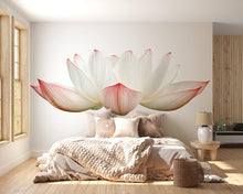Load image into Gallery viewer, Lotus Wall Mural, Yoga Studio Wallpaper, Zen Spa Decor, Meditation Room Wall Art, Pink Floral Wellness Mural, 659mv