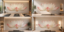 Load image into Gallery viewer, Lotus Wall Mural, Yoga Studio Wallpaper, Zen Spa Decor, Meditation Room Wall Art, Pink Floral Wellness Mural, 659mv