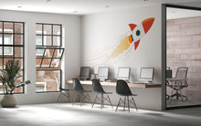 Load image into Gallery viewer, Rocket Wall Mural, Startup Office Wallpaper, Business Growth Wall Art, Modern Workspace Decor, Launch Idea Mural, 668mv