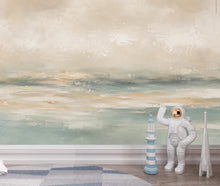 Load image into Gallery viewer, Abstract Coastal Wallpaper Mural | Modern Ocean Horizon Wall Mural | Neutral Textured Beach Wallpaper Decor | Peel and Stick 860LU