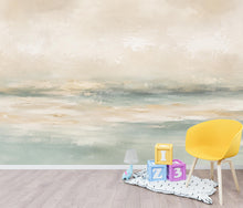 Load image into Gallery viewer, Abstract Coastal Wallpaper Mural | Modern Ocean Horizon Wall Mural | Neutral Textured Beach Wallpaper Decor | Peel and Stick 860LU