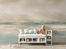 Load image into Gallery viewer, Abstract Coastal Wallpaper Mural | Modern Ocean Horizon Wall Mural | Neutral Textured Beach Wallpaper Decor | Peel and Stick 860LU