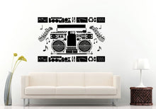 Load image into Gallery viewer, Boom Box Retro Old School Music Player A-Track Cassette Tape Radio Speakers Wall Decal Vinyl Sticker Mural Room Decor L985
