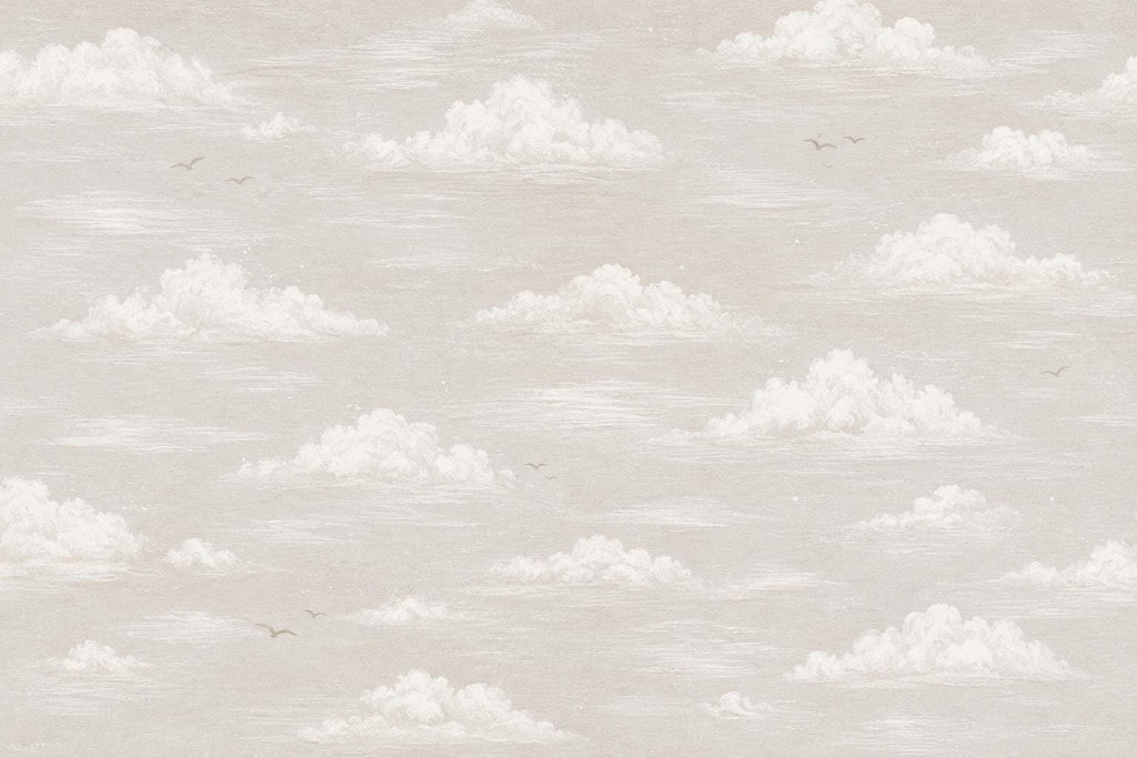 Neutral Cloud Wallpaper Mural | Soft Beige Nursery Wallpaper | Dreamy Sky Wall Decor for Baby Room Kids Bedroom | Peel and Stick 861LU