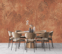 Load image into Gallery viewer, Terracotta Tropical Wallpaper | Vintage Botanical Wall Mural | Rustic Palm Leaf Wallpaper | Moody Boho Decor | Peel and Stick 862LU