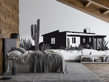 Load image into Gallery viewer, Southwest Adobe House Wall Decal, Desert Ranch Wall Art, Arizona Cactus Decor, Modern Southwest Mural, Airbnb Desert Wall Sticker