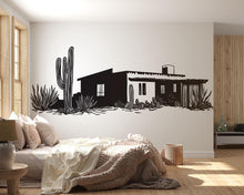 Load image into Gallery viewer, Southwest Adobe House Wall Decal, Desert Ranch Wall Art, Arizona Cactus Decor, Modern Southwest Mural, Airbnb Desert Wall Sticker
