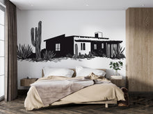 Load image into Gallery viewer, Southwest Adobe House Wall Decal, Desert Ranch Wall Art, Arizona Cactus Decor, Modern Southwest Mural, Airbnb Desert Wall Sticker