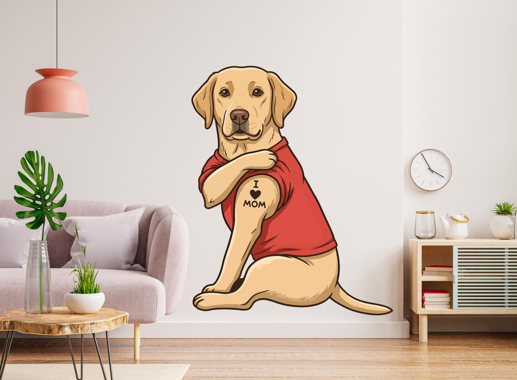 Labrador Dog wall decal I love Mom Tattoo Dog decor Dog wall art Decal Dog Lover Animals decal Bathroom Wall Decals Stickers Vinyl 1150RS
