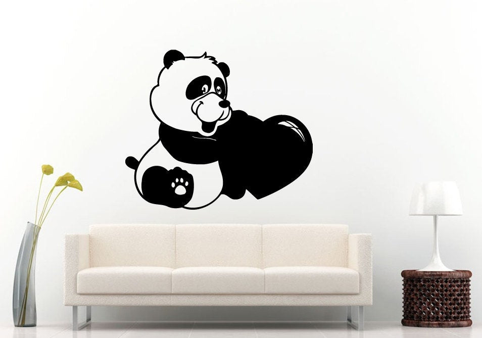 Loving Love Heart Cute Panda Bear Animal Children's Room Wall Decal Vinyl Sticker Mural Room Decor L1004