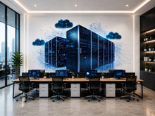 Load image into Gallery viewer, Cloud Computing Server Room Wall Decal, Data Center Office Wall Sticker, IT Infrastructure Wall Art, Tech Company Decor, Cyber Security