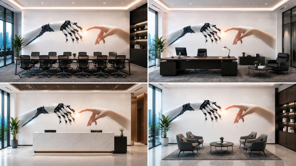 AI Human Connection Wall Decal, Robot Hand Office Wall Sticker, Artificial Intelligence Wall Art, Technology Office Decor, Innovation Mural
