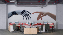 Load image into Gallery viewer, AI Human Connection Wall Decal, Robot Hand Office Wall Sticker, Artificial Intelligence Wall Art, Technology Office Decor, Innovation Mural