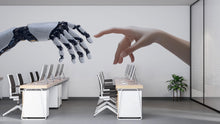 Load image into Gallery viewer, AI Human Connection Wall Decal, Robot Hand Office Wall Sticker, Artificial Intelligence Wall Art, Technology Office Decor, Innovation Mural