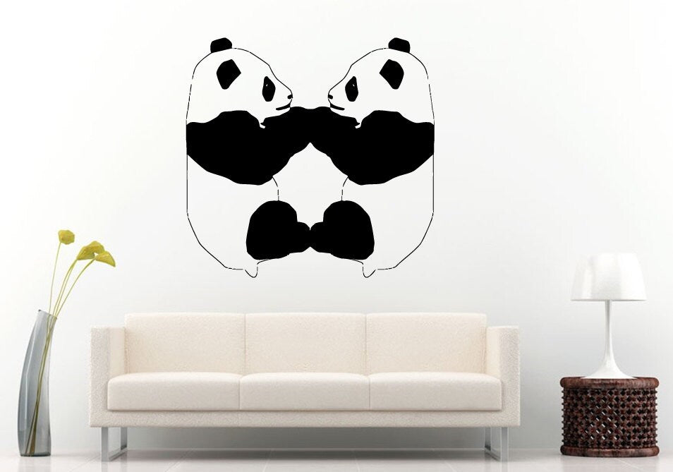 Two Panda Bear Cute Animal Children's Room Wall Decal Vinyl Sticker Mural Room Decor L995