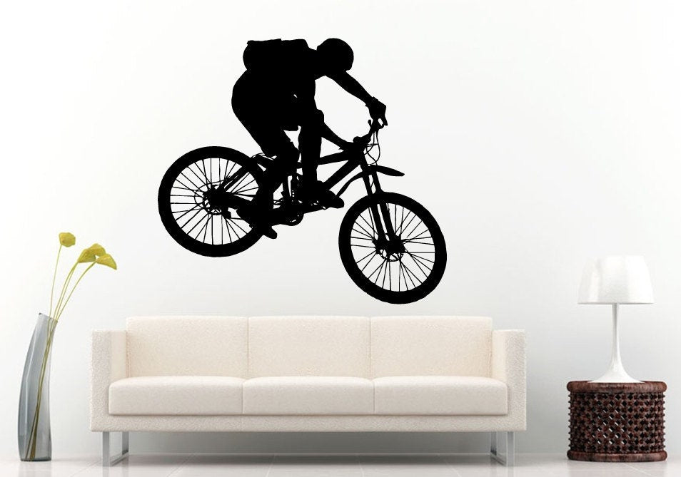 Bicycle Rider On A Mountain Bike Bicycle Sport Wall Decal Vinyl Sticker Mural Room Decor L1013