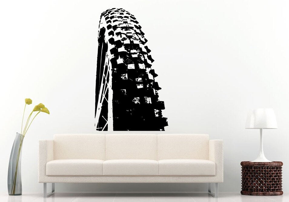 Bicycle Rider On A Mountain Bike Bicycle Sport Wheel Tire Tread Wall Decal Vinyl Sticker Mural Room Decor L1017