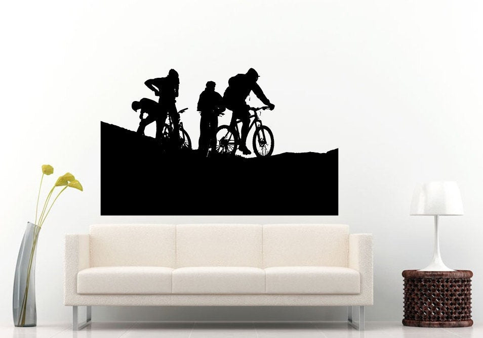 Bicycle Rider On A Mountain Bike Bicycle Sport Wall Decal Vinyl Sticker Mural Room Decor L1019