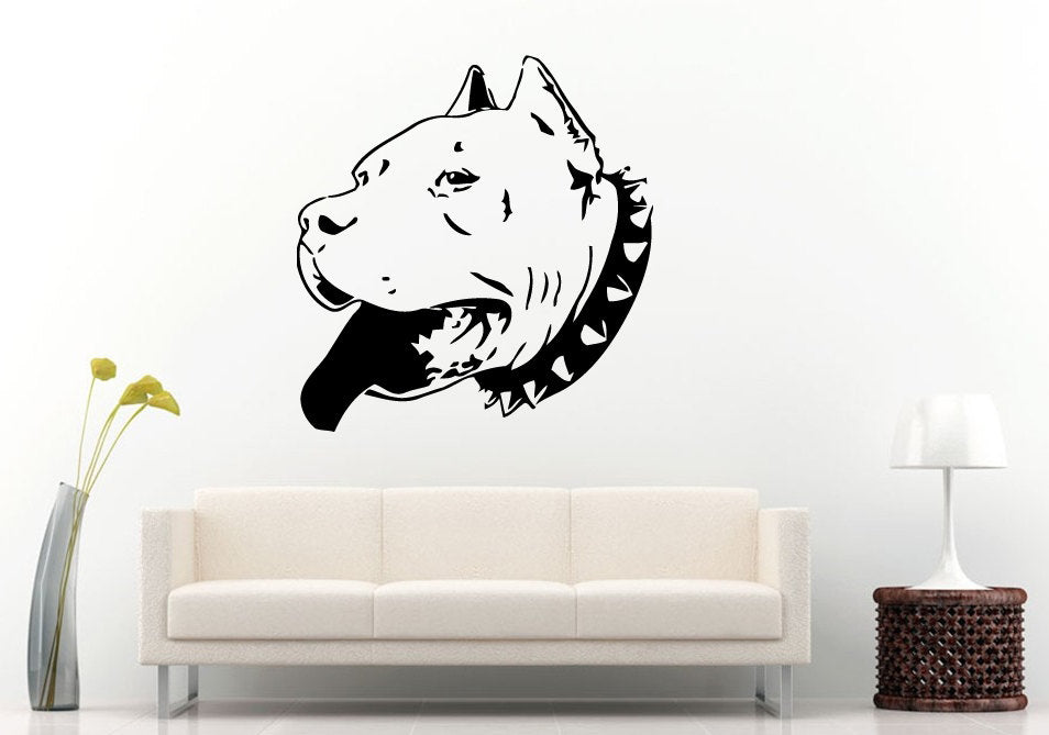 Pitbull Pit-bull Head Fighting Dog Animal Best Friend Wall Decal Vinyl Sticker Mural Room Decor L1021
