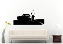 Load image into Gallery viewer, A Man Street Racer Standing Next To His Muscle Car On A High Way Wall Decal Vinyl Sticker Mural Room Decor L1027