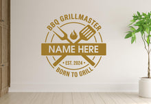 Load image into Gallery viewer, BBQ Wall Decal | Restaurant BBQ Decor | Barbecue Time wall art | Custom Name