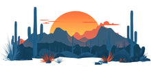 Load image into Gallery viewer, Desert Sunset Wall Decal, Southwest Desert Mural, Boho Cactus Wall Art, Arizona Desert Landscape Sticker, Airbnb Desert Decor, Southwestern