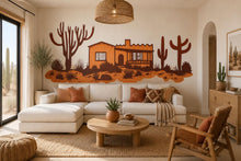 Load image into Gallery viewer, Southwest Desert Ranch Wall Decal, Adobe House Wall Art, Cactus Desert Mural, Arizona Desert Sticker, Airbnb Southwest Decor, Western