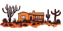 Load image into Gallery viewer, Southwest Desert Ranch Wall Decal, Adobe House Wall Art, Cactus Desert Mural, Arizona Desert Sticker, Airbnb Southwest Decor, Western