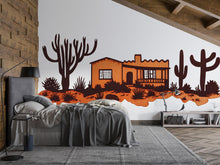 Load image into Gallery viewer, Southwest Desert Ranch Wall Decal, Adobe House Wall Art, Cactus Desert Mural, Arizona Desert Sticker, Airbnb Southwest Decor, Western