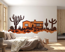 Load image into Gallery viewer, Southwest Desert Ranch Wall Decal, Adobe House Wall Art, Cactus Desert Mural, Arizona Desert Sticker, Airbnb Southwest Decor, Western