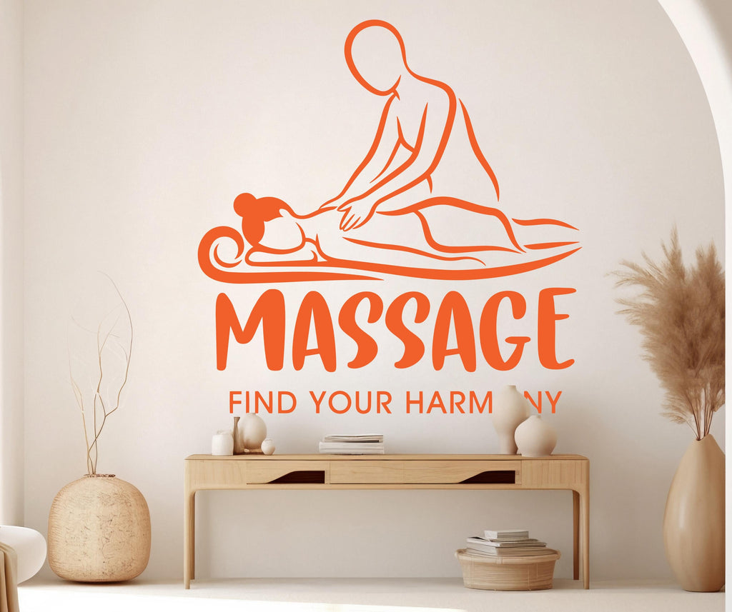 Massage Wall Decal | Modern Spa Salon Decor | Vinyl Sticker for Beauty Saloon | Professional Studio Art Design 1167RS
