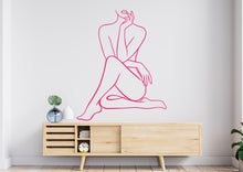 Load image into Gallery viewer, Girl Line Art wall Decal, Mid Century Line Art Feminist Woman Modern Mid Century Wall Art, Line Art Wall Decor Bedroom Art 1160RS