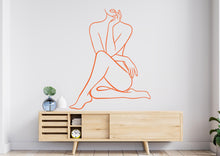 Load image into Gallery viewer, Girl Line Art wall Decal, Mid Century Line Art Feminist Woman Modern Mid Century Wall Art, Line Art Wall Decor Bedroom Art 1160RS