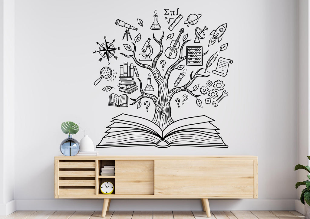 Book Tree School wall decal, book shelves decor, library wall decal, education decals, reading room, nurseries school gifts 1161RS