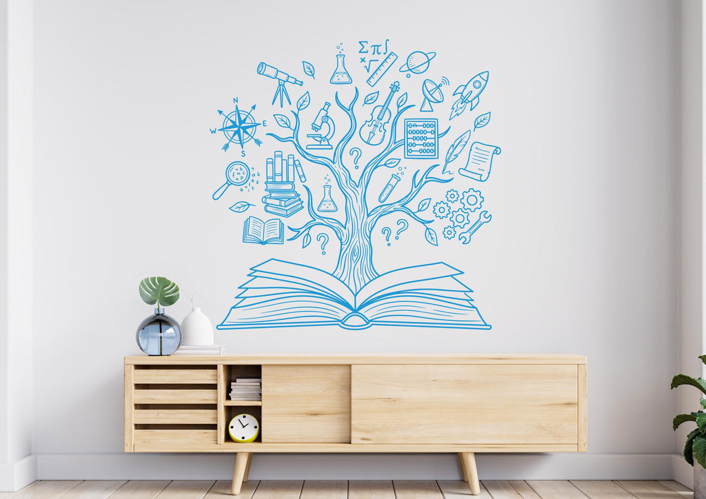 Book Tree School wall decal, book shelves decor, library wall decal, education decals, reading room, nurseries school gifts 1161RS