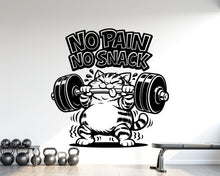Load image into Gallery viewer, Funny Cat Gym Wall Decal No Pain No Snack fitness Decor Workout Art Vinyl Lover Strong Gym Wall Bedroom Workout Motivation Crossfit 1168RS