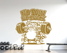 Load image into Gallery viewer, Funny Cat Gym Wall Decal No Pain No Snack fitness Decor Workout Art Vinyl Lover Strong Gym Wall Bedroom Workout Motivation Crossfit 1168RS